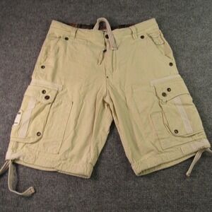 Parish Survival Cargo Shorts Mens 36x11 Tan Striped Y2K Streetwear Hip Hop Urban